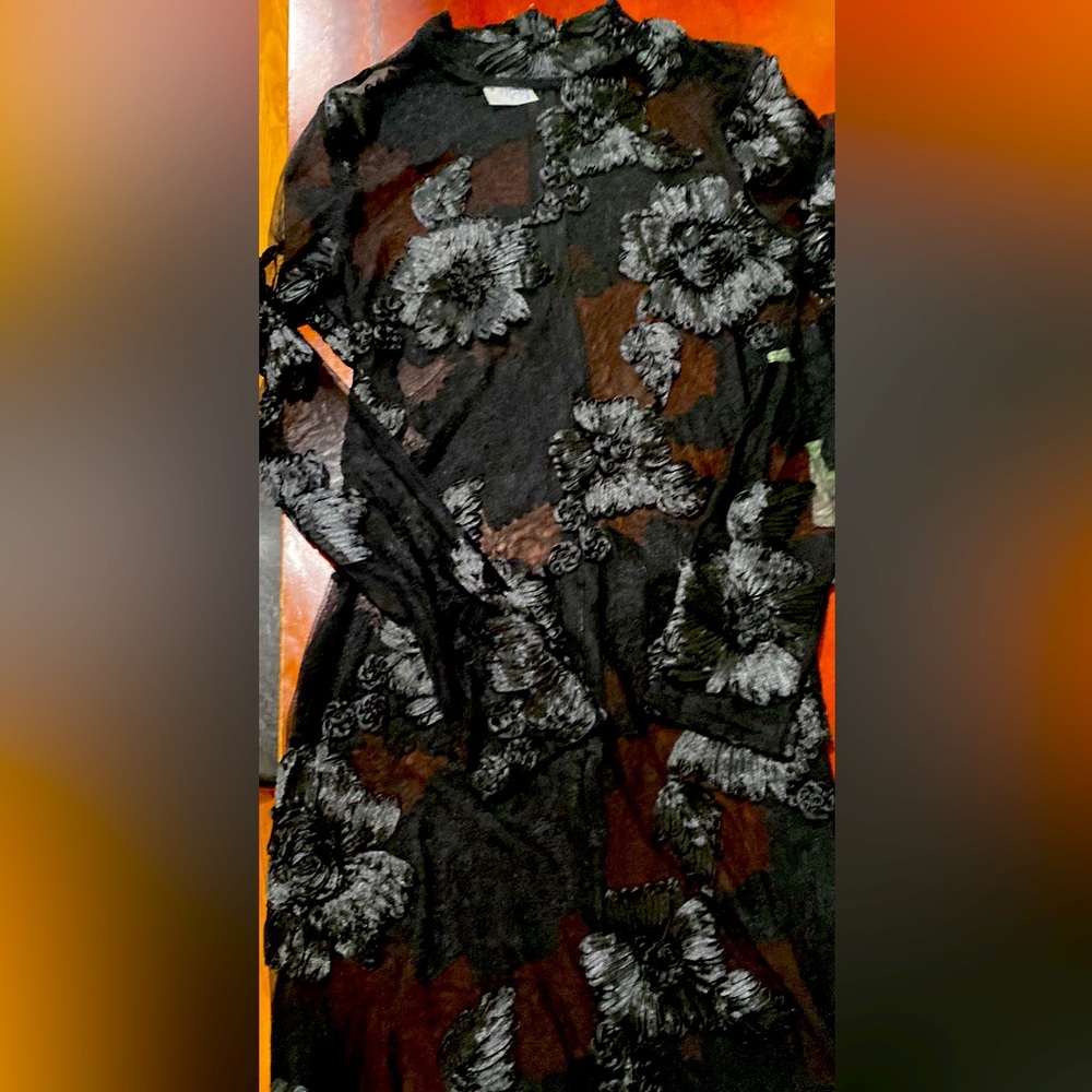 Black see through flower dress